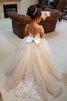 Abito da cerimonia bambini radiosa in tulle spazzola treno incantevole naturale con fiore - 2