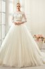 Robe de mariée delicat avec ruban appliques de col bateau avec perle - 1