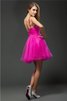 A-Linie Perlenbesetztes Prinzessin Cocktailkleid ohne Ärmeln aus Organza - 2