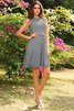 Robe demoiselle d'honneur courte naturel encolure ronde avec zip a-ligne - 27