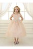 Abito da Cerimonia Bambini in Tulle con Perline Tondo con Increspature con Piega Naturale - 1