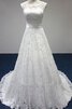 Abito da Sposa Allacciato a Sala A-Line in Pizzo Coda A Strascico Corto largo - 1
