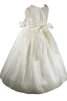 Abito da Cerimonia Bambini Senza Maniche Naturale con Piega A-Line Ball Gown Cappellino - 3