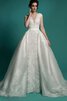 Clasico Vestido de Novia en Tul de Escote en V de Botón de Fajas - 1