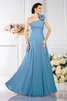 Chiffon Prinzessin Bodenlanges Brautjungfernkleid mit Plissierungen ohne Ärmeln - 3