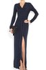 Enges natürliche Taile V-Ausschnitt langärmeliges langes bodenlanges Brautmutterkleid - 1
