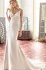 Abito da Sposa in Chiffon in Pizzo Senza Maniche moda V-Scollo con Ricamo - 1