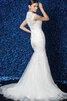 Hoher Kragen Tüll bodenlanges glamouröses Brautkleid mit Applike mit gekappten Ärmeln - 2