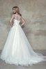 Robe de mariée naturel en satin avec sans manches avec perle encolure ronde - 2