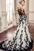 Elegante Vestido de Novia de Corte Sirena de Apliques de Cremallera de Barco - 2