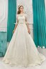 Spitze halbe Ärmeln A-Line bodenlanges Brautkleid mit Applikation mit Schmetterlingsknoten - 1