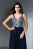 Robe de bal naturel formelle longue ligne a de col en v - 7