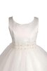 Robe de cortège enfant naturel en organza col u profond en satin avec décoration dentelle - 2