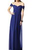 Robe demoiselle d'honneur ruché ligne a avec chiffon de col en cœur d'epaule ecrite - 1