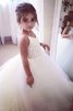 Robe de cortège enfant naturel avec fleurs en tulle jusqu'au sol de mode de bal - 1