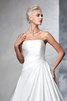 Abito da Sposa in Raso Stravagante Coda A Strascico Cappella Senza Maniche Ball Gown - 7