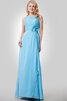 Reißverschluss Perlenbesetztes Chiffon a linie bodenlanges romantisches Brautjungfernkleid - 1