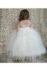 Robe de cortège enfant avec perle de mode de bal avec gradins en tulle ceinture - 4