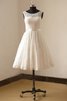 Vestido de Novia en Encaje de Cremallera de Fajas de Barco de Escote redondo - 1