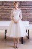 Abito da sposa cerniera in raso lupetto pudica sotto ginocchio splendido - 1