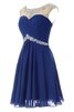 Gerüschtes A-Linie Chiffon informelles Abiballkleid mit kurzen Ärmeln mit gekappten Ärmeln - 2