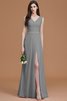 Robe demoiselle d'honneur naturel ruché avec chiffon ligne a manche nulle - 33