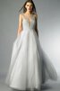 Robe de bal naturel ligne a avec sans manches de col bateau textile en tulle - 3