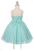 A-Line plissiertes Chiffon gerüschtes wadenlanges langes Blumenmädchenkleid - 2