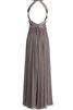 Robe demoiselle d'honneur naturel plissage manche nulle en chiffon jusqu'au sol - 12