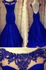 Schaufel-Ausschnitt Perlenbesetztes Bodenlanges Schlichtes Abendkleid mit Offenen Rücken - 1