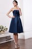 A Linie Elastischer Gewebter Satin Normale Taille Knielanges Kurzes Brautjungfernkleid - 10