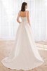 Robe de mariée bretelles spaghetti poches en satin de traîne courte adorable - 3