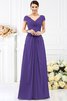 Chiffon Prinzessin Bodenlanges Brautjungfernkleid mit Kurzen Ärmeln mit Drapierung - 24