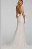 Sencillo Vestido de Novia de Corte-A de Baja escote en V de Natural de Encaje Adorno - 3