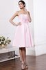 A Linie Elastischer Gewebter Satin Normale Taille Knielanges Kurzes Brautjungfernkleid - 24