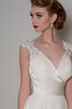 Abito da Sposa in Organza V-Scollo A Terra Naturale Cappellino con Piega - 4