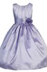 Robe de cortège enfant plissage a-ligne manche nulle avec nœud à boucles avec fleurs - 1