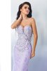 Herz-Ausschnitt Perlenbesetztes Modern Sittsames Abendkleid mit Bordüre - 7