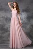 Robe demoiselle d'honneur longue col en forme de cœur avec zip a-ligne ruché - 1