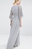 Chiffon A-Linie bodenlanges Brautjungfernkleid mit halben Ärmeln mit Bordüre - 2