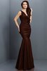 Vestido de Dama de Honor en Tafetán de Flores de Escote en V de Largo - 7
