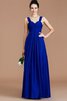 Robe demoiselle d'honneur naturel en chiffon de col en cœur jusqu'au sol d'empire - 1