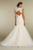 Vestido de Novia en Tul de Cola Barriba de Natural de Encaje Adorno de Sin mangas - 3