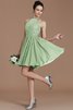 Chiffon Nackenband Natürliche Taile Kurzes Brautjungfernkleid mit Bordüre - 32