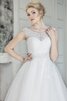 Abito da Sposa Naturale in Tulle A-Line A Terra con Perline in pizzo - 2