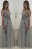 Normale Taille Ärmelloses Tüll Anständiges Bodenlanges Abendkleid - 1