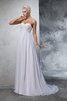 Robe de mariée longue fermeutre eclair avec chiffon de traîne courte avec perle - 5