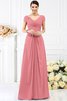 Chiffon Prinzessin Bodenlanges Brautjungfernkleid mit Kurzen Ärmeln mit Drapierung - 28