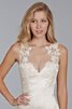 Robe de mariée de traîne courte avec gaze en forme appliques col en bateau - 2