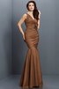 Vestido de Dama de Honor en Tafetán de Flores de Escote en V de Largo - 4